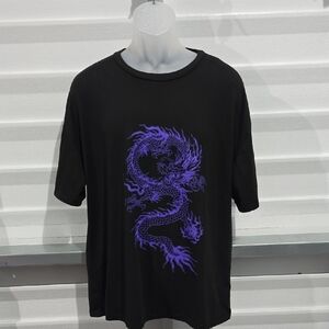SHEIN Black Tee with Purple Dragon Graphic Size‎ Medium